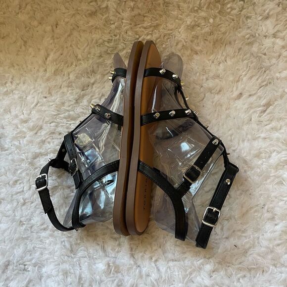 Torrid Black synthetic leather gladiator sandals silver tone studs accents SZ9WW - Picture 5 of 9